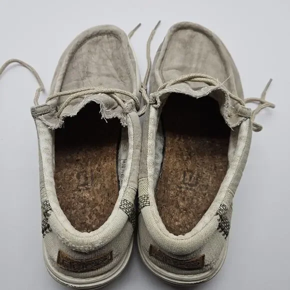 Hey Dude Wally Shoes Men’s Size 10 Natural Linen Khaki - Picture 7 of 8